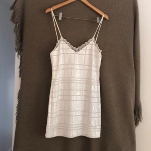 X by NBD white sequin mini dress